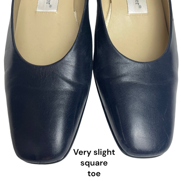 ETIENNE AIGNER Sarah Dark Navy Squared Toe Leather Low Heel Pumps - Size 7 M - Picture 5 of 16